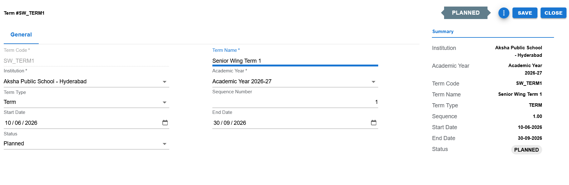 Term edit page